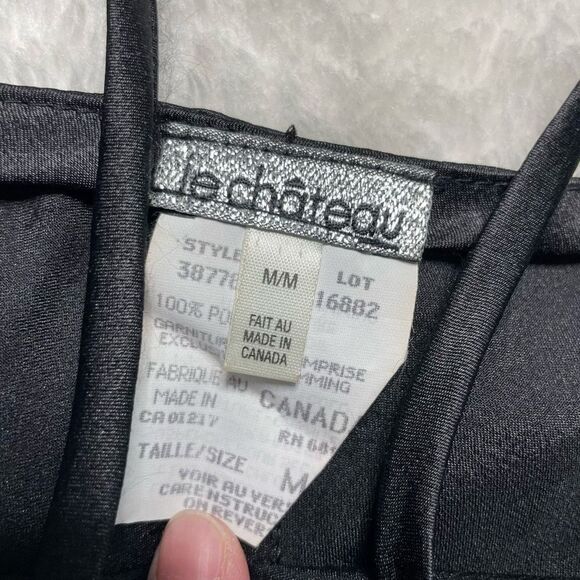 Le Chateau Nightgown Lingerie Satin Slip Dress Black Size Medium New With Tag - Picture 4 of 8